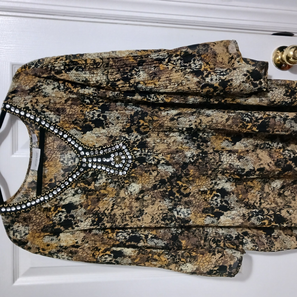 Avenue, a women's blouse with a snakeskin design,